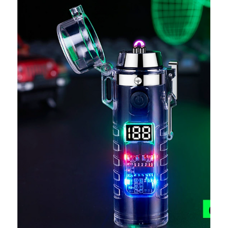 Dual-Use Arc Lighter Manufacturer - Transparent with Type-C Charging LED Flashlight Modern Design USB for Camping Hiking