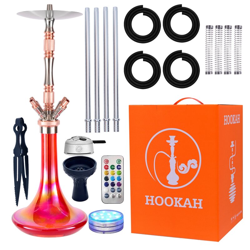 Arab Hookah Manufacturer - Bar Large Size 4 Pipe with Lights Full Set