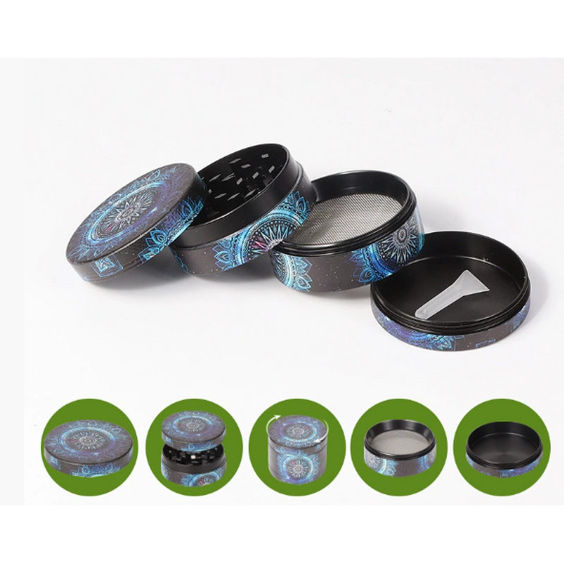 Dry Herb Grinder Manufacturer - 50MM Customizable Zinc Alloy Modern 4-Layer Full Wrap Design