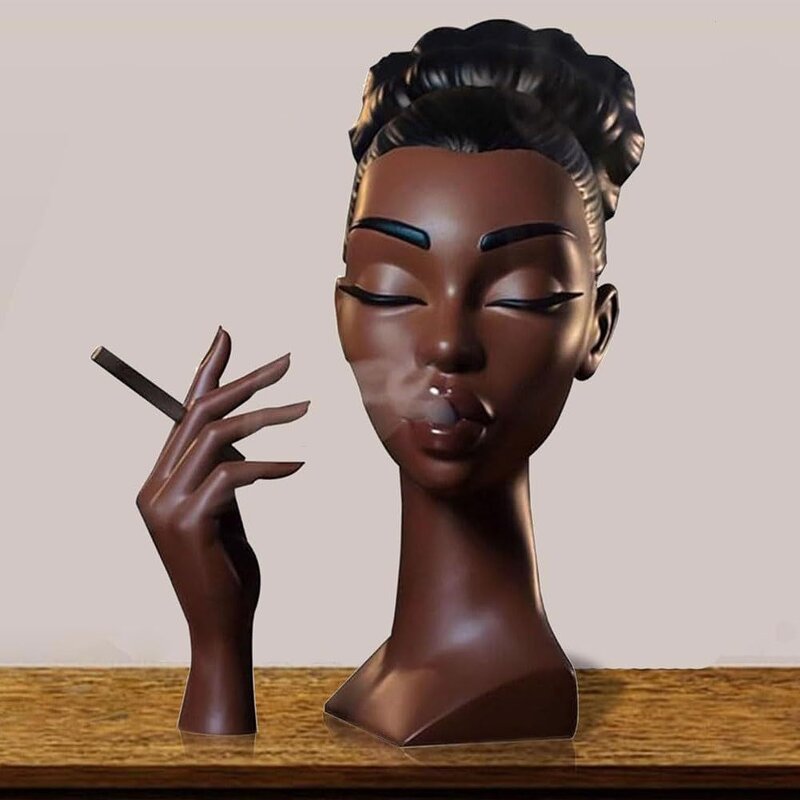 Incense Burner Manufacturer - Home Decoration Figure Sculpture Office Black Woman Smoking Censer Resin Crafts