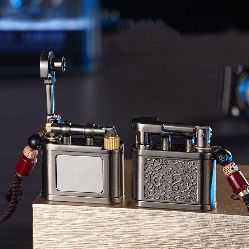 Mini Kerosene Lighter Manufacturer - Compact Exquisite Classic Design Alloy Material Arm Lift Old-Fashioned Grinding Wheel