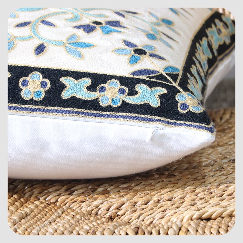 Pillow Cover Manufacturer - Embroidered with Retro Pattern Decorative Cushion Living Room Factory Customization Wholesale