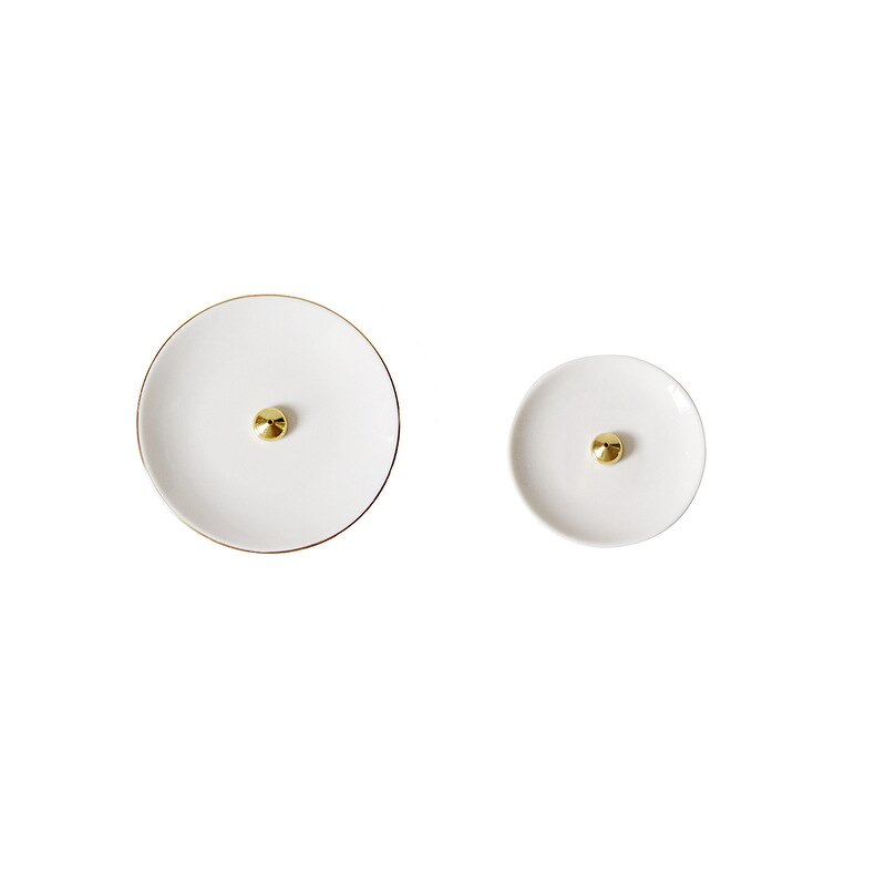 Incense Stick Burner Manufacturer - Modern Simple White Gold with Ash Catcher Middle East Arab Ceramic Holder