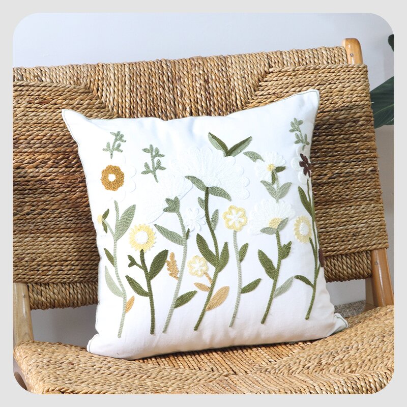 Pillow Cover Manufacturer - Flower Home Embroidery Sofa Light Luxury Decorative Cushion Factory Wholesale