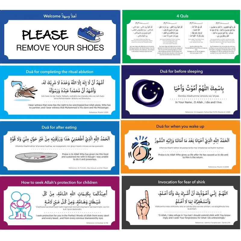 Wall Sticker Manufacturer - Islamic Decoration English Language Muslim Family Dua Pack with Arabic Quotes for Kids