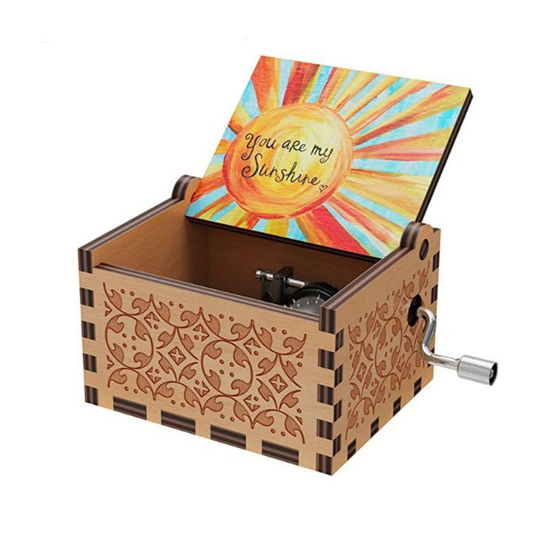 Wooden Music Box Manufacturer - Vintage Square Rotating Hand-Cranked with Happy Birthday Music Wholesale Painted