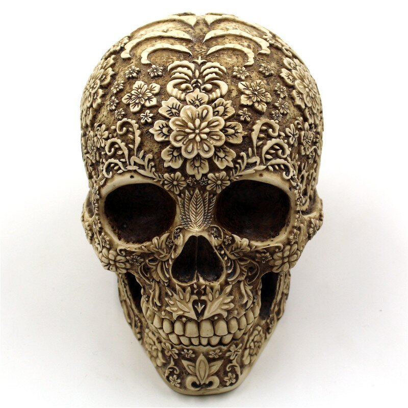 Desktop Decor Manufacturer - Carved Skull Face Ornaments Retro Horror Halloween Spoof Props Resin Crafts Religious Buddhism