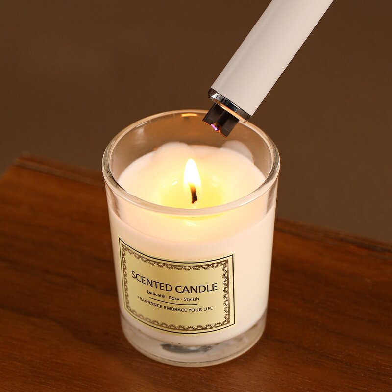 Electronic Candle Igniter Manufacturer - White Pulse Metal Rechargeable USB for Business Gifts Kitchen Use Aromatherapy