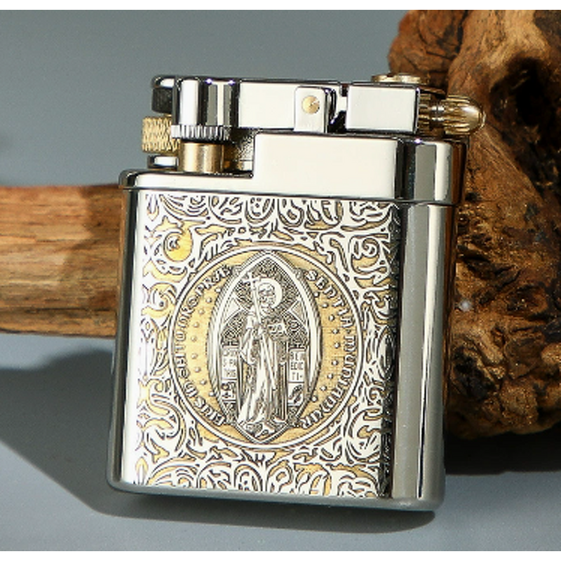 Kerosene Lighter Manufacturer - Constantine Men's Windproof Flint with Fine Engraving on White Copper