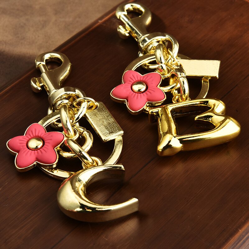 Bag Pendant Keychain Manufacturer - Letter B and C Cute Flower Metal Keychain
