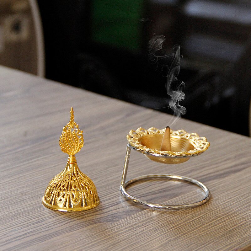 Incense Burner Manufacturer - 2023 New Style Mini Small Gold Metal Middle Eastern Arab Luxury Popular Beauty Circle