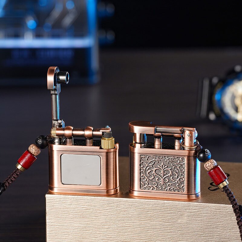 Mini Kerosene Lighter Manufacturer - Compact Exquisite Classic Design Alloy Material Arm Lift Old-Fashioned Grinding Wheel