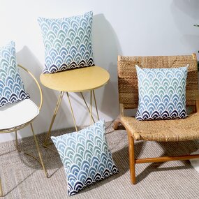 Pillow Cover Manufacturer - 18x18 Blue Simple Geometric Embroidery Bedroom Home Decoration Factory Customization Wholesale