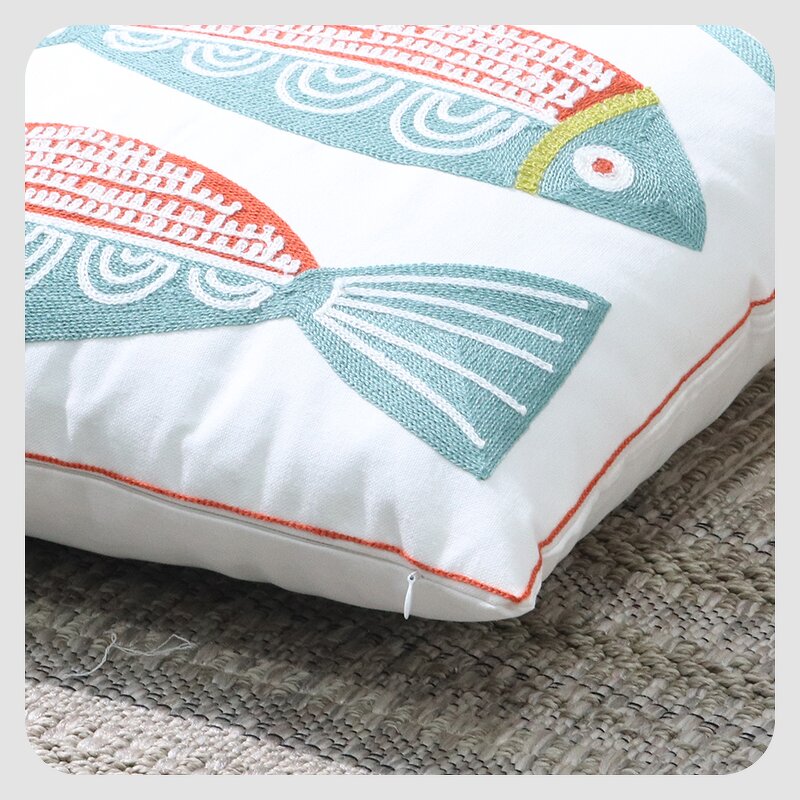 Pillow Cover Manufacturer - Embroidered Blue Geometric Simple Sofa Home Decoration 18x18 Customized Wholesale