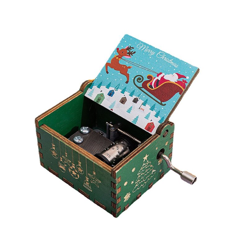 Christmas Music Box Manufacturer - Custom-made Retro Engraving Exquisite Color Painting Hand-cranked Rotating