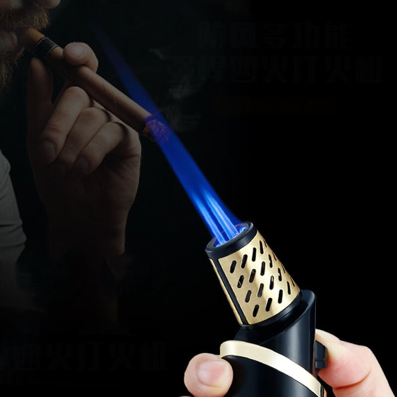 Cigar Lighter Manufacturer - Jobon Outdoor Torch Portable Refillable Butane Gas with Three Blue Flame Windproof