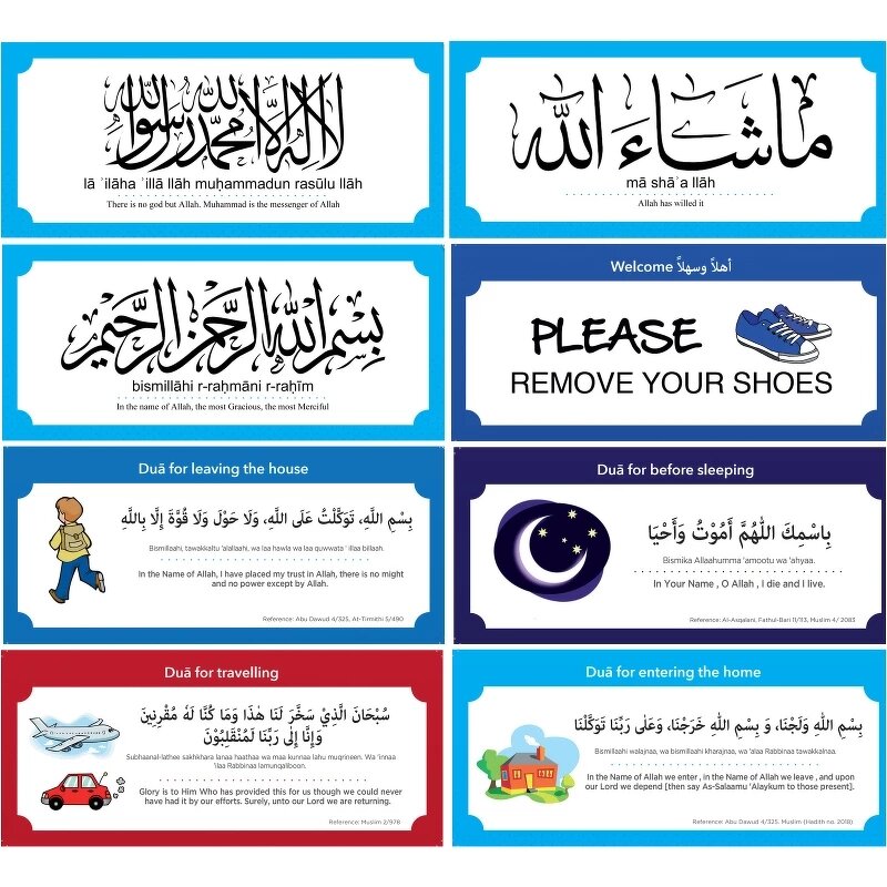 Wall Sticker Manufacturer - Islamic Decoration English Language Muslim Family Dua Pack with Arabic Quotes for Kids