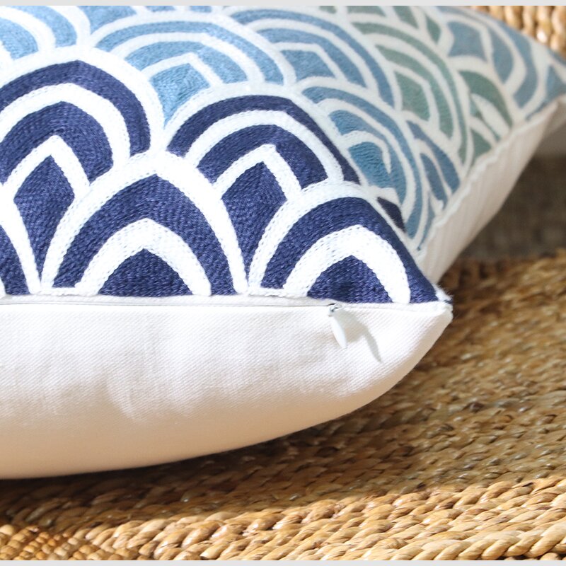 Pillow Cover Manufacturer - 18x18 Blue Simple Geometric Embroidery Bedroom Home Decoration Factory Customization Wholesale
