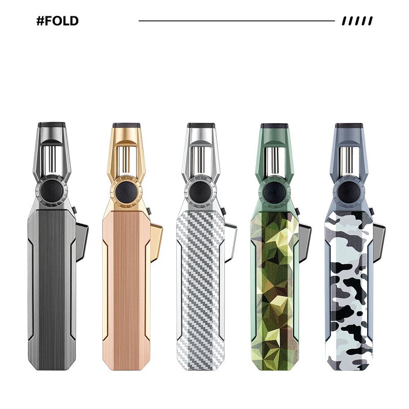 Cigar Lighter Manufacturer - Jobon Folding Windproof Adjustable Strong Blue Flame Metal with Modern Design for Outdoor Camping
