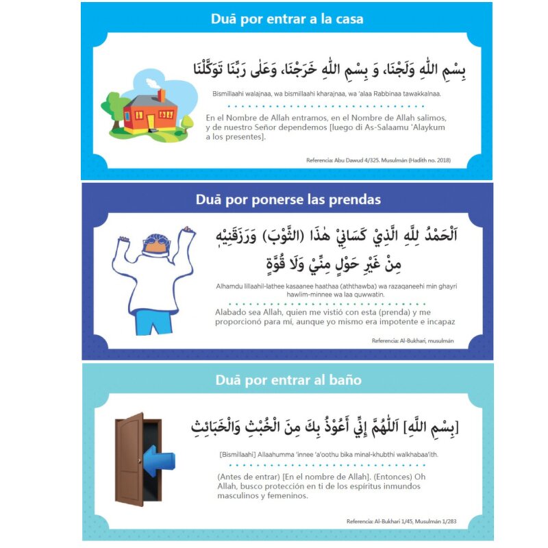 Sticker Manufacturer - Spain Language and Arabic Quotes 19 Pcs Muslim Family Dua Islam Kids Education Learning Cards