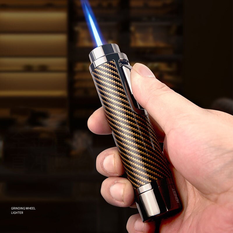 Cigar Lighter Manufacturer - Honest New Inflatable Blue Flame 7.5MM Cigar Drill Windproof with Hidden Cigar Needle