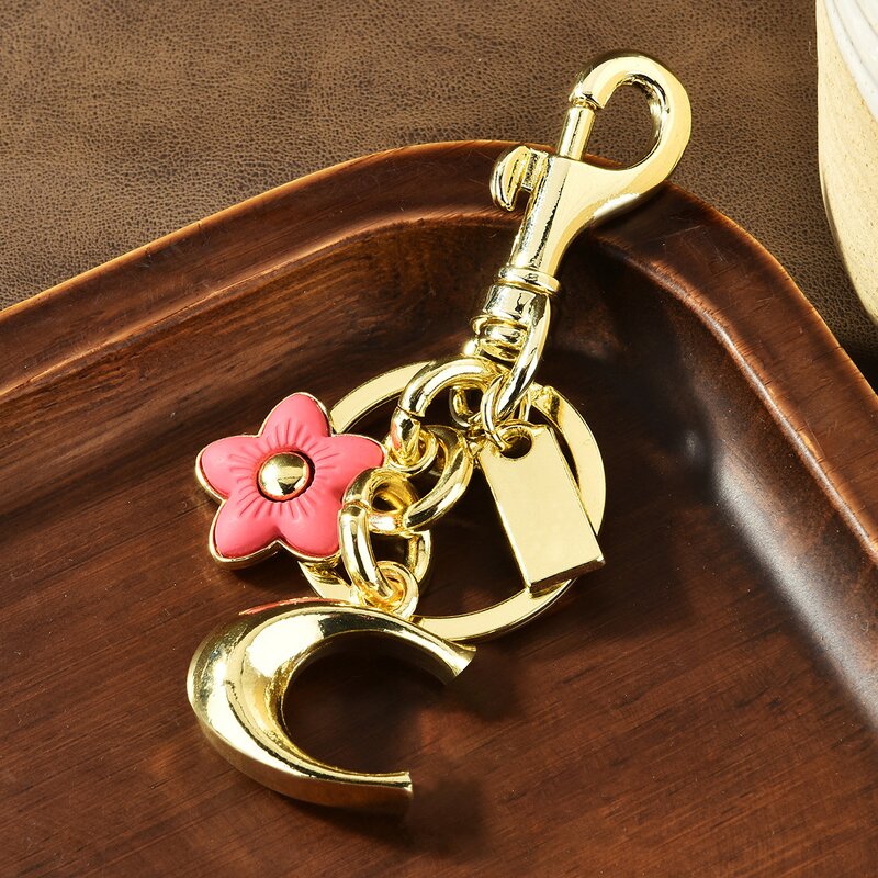 Bag Pendant Keychain Manufacturer - Letter B and C Cute Flower Metal Keychain