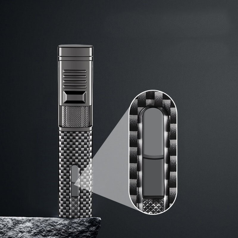 Cigar Lighter Manufacturer - Jobon High-End Metal Single Blue Flame Compact and Portable Square Design