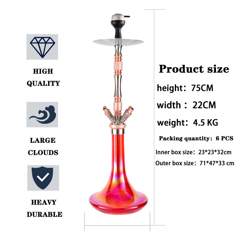 Arab Hookah Manufacturer - Bar Large Size 4 Pipe with Lights Full Set