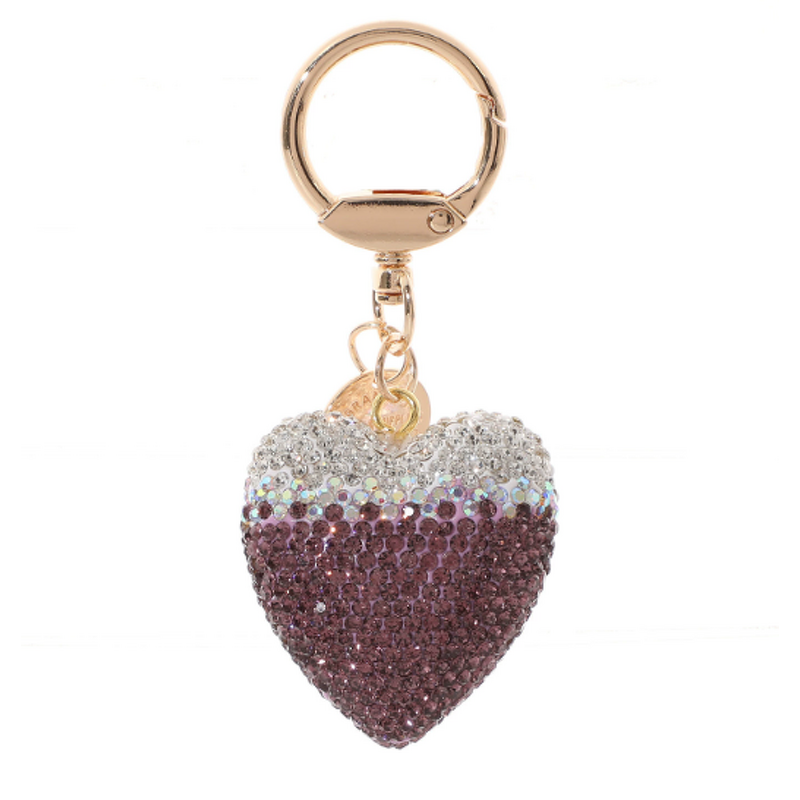 Keychain Manufacturer - Two-Tone Rhinestone Heart Fashionable Love Shape Bag Charm Cute Metal for Women Girls