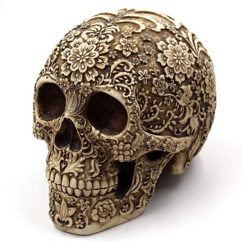 Desktop Decor Manufacturer - Carved Skull Face Ornaments Retro Horror Halloween Spoof Props Resin Crafts Religious Buddhism