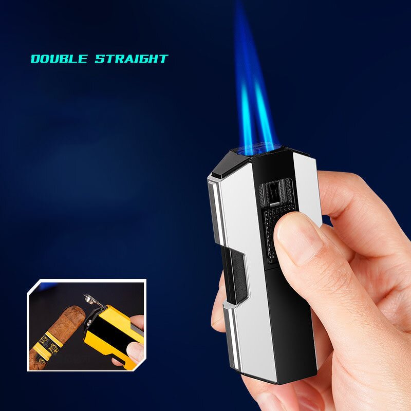 Inflatable Lighter Manufacturer - Classic Design Double Straight Punch with Cigar Knife Hole Opener Battleship Mecha Shape