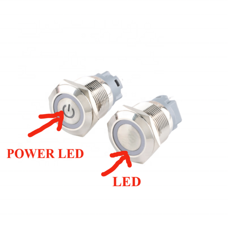 Metal Push Button Switch Manufacturer - 19mm Momentary Latching with LED Light Red Yellow Blue Green White 12-24V IP65