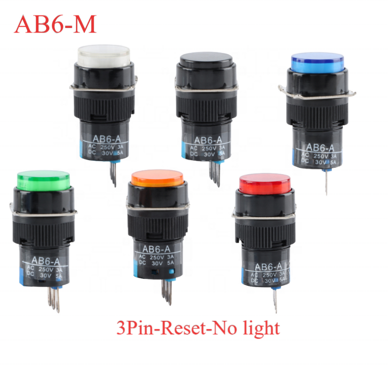 Push Button Switch Manufacturer - 2pcs AB6-A AB6-M AL6-A AL6-M 16MM Round 220V 24V 3/5 Pin Self Lock Reset