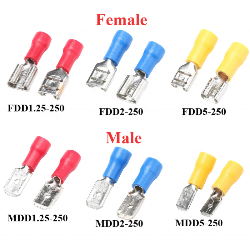 Terminal Connectors Manufacturer - 20pcs Male Female Pre-insulated Cold Pressed PVC Electrical Crimp MDD1.25-250 FDD1.25-250