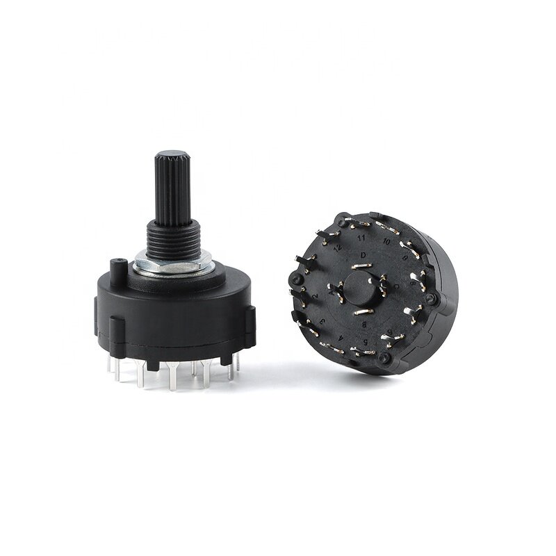 Rotary Switch Manufacturer - RS26 Band Gear 1 2 3 4 Pole 12/6/4/3 Selectable PCB Plug-in Adjustable