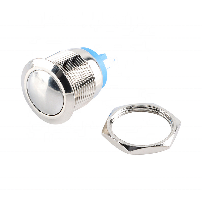 Metal Push Button Switch Manufacturer - 19mm High Flat Ball Head Momentary 2 Feet 250V