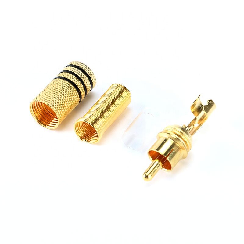 RCA Connector Manufacturer - 2pcs Gold Red Black Metal Spring Male Jack Plug for PC Audio Video Welding DIY
