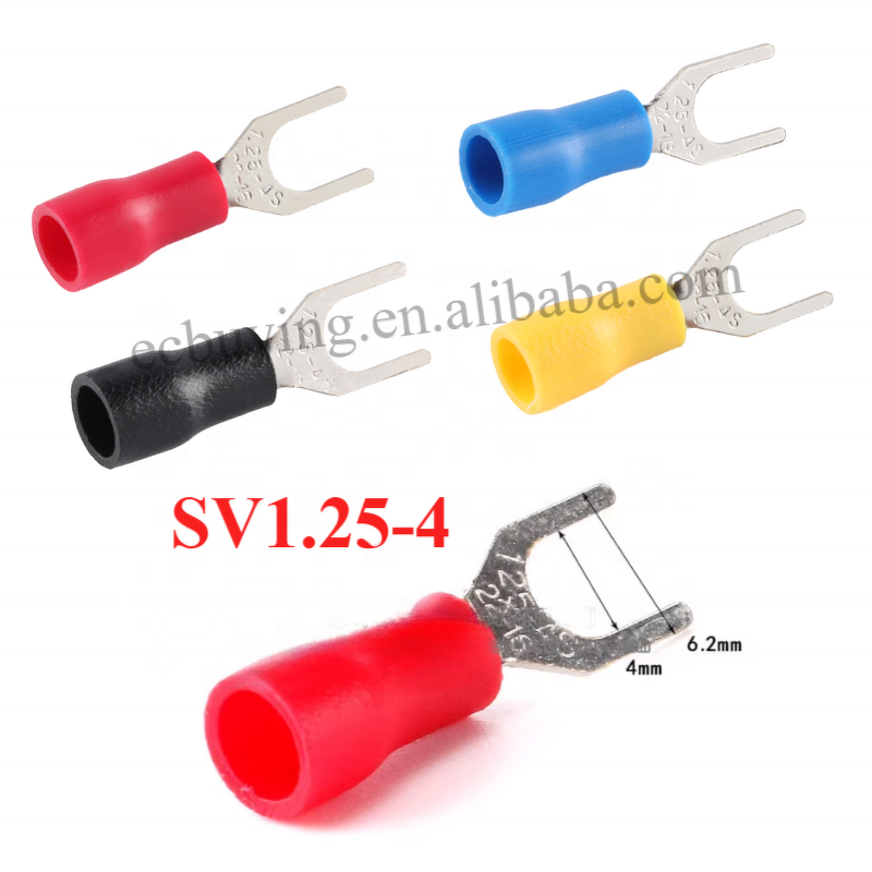 Terminal Block Manufacturer - 100pcs SV1.25 SV2 SV3.5 SV5.5 Cold Press Insulated Plate Spade Fork