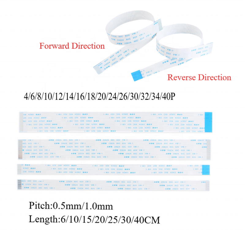 FFC Ribbon Flexible Flat Cable Manufacturer - 10pcs 4-40 Pin Pitch 0.5MM Wire Length 15/20CM
