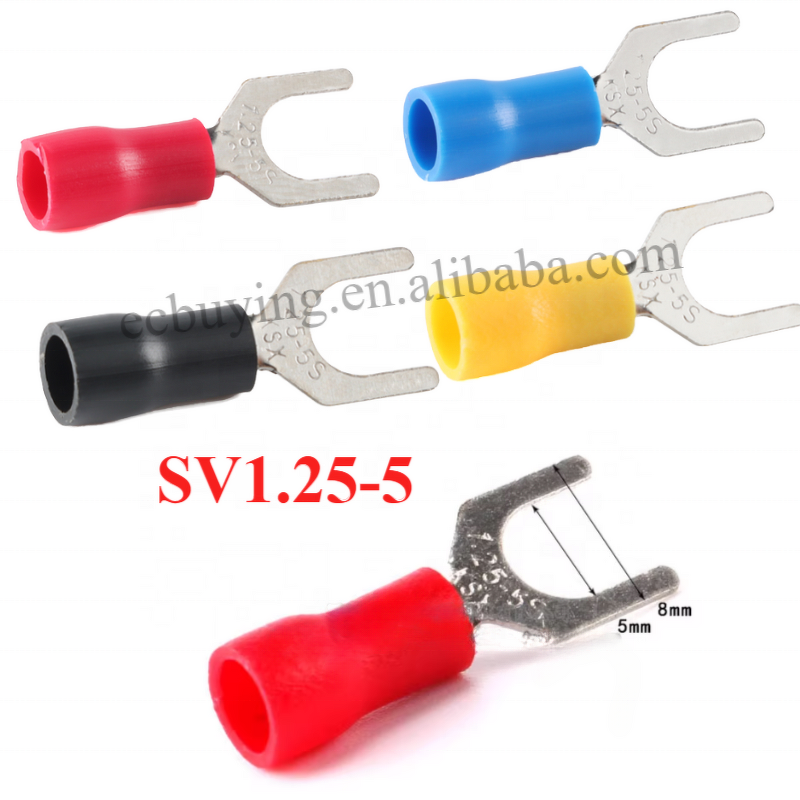 Terminal Block Manufacturer - 100pcs SV1.25 SV2 SV3.5 SV5.5 Cold Press Insulated Plate Spade Fork