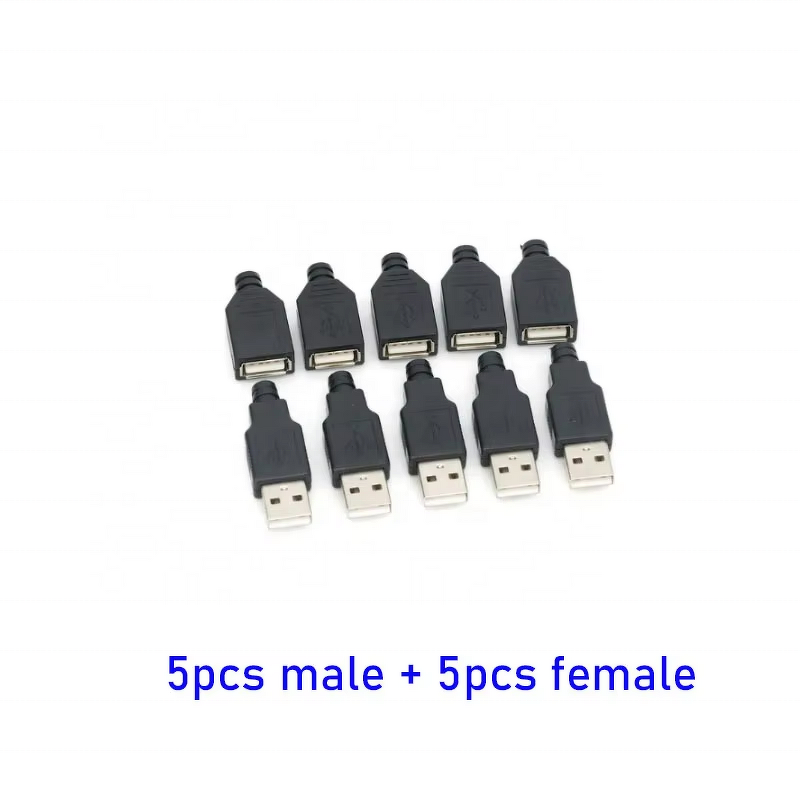 USB Connector Manufacturer - 10pcs Type A Male Female 4 Pin Plug Socket with Black Plastic Cover