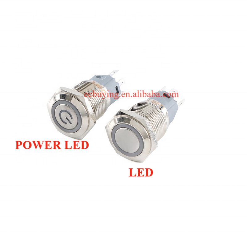 Metal Push Button Switch Manufacturer - 16mm Momentary Latching with LED Light Red Yellow Blue Green White 12-24V IP65