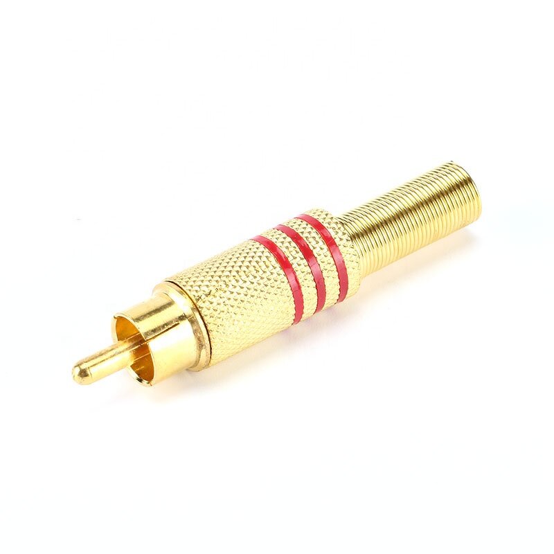 RCA Connector Manufacturer - 2pcs Gold Red Black Metal Spring Male Jack Plug for PC Audio Video Welding DIY