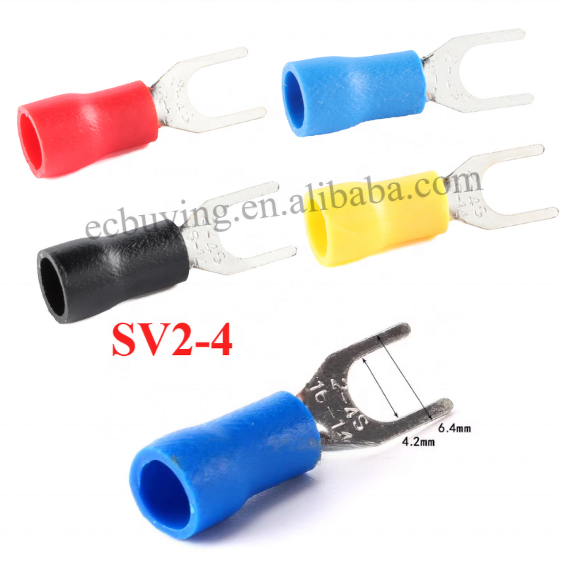Terminal Block Manufacturer - 100pcs SV1.25 SV2 SV3.5 SV5.5 Cold Press Insulated Plate Spade Fork