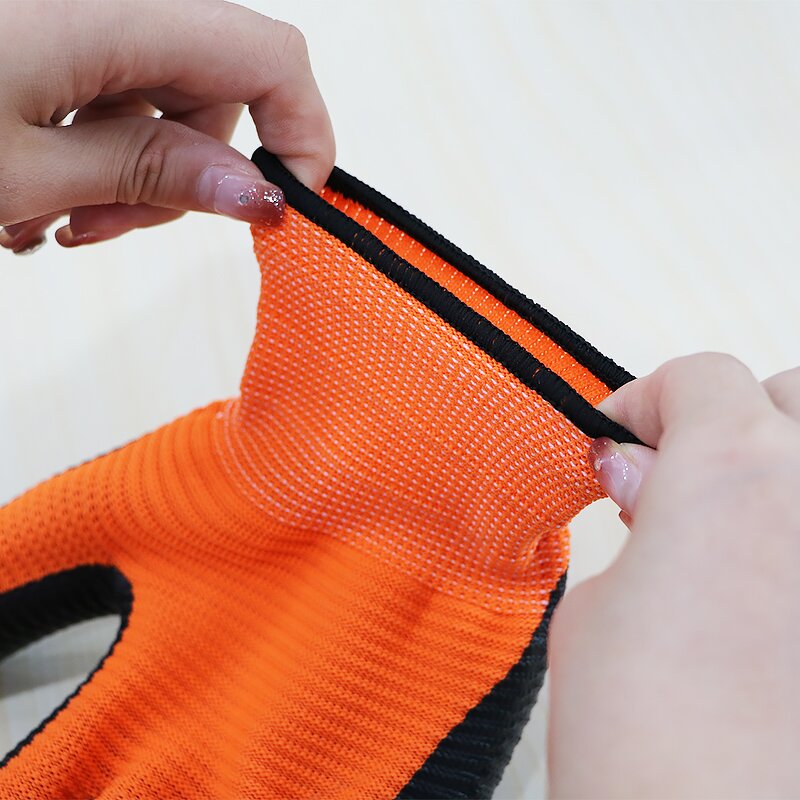 Zebra Nitrile Work Gloves Manufacturer - 13 Gauge Seamless Orange Polyester Liner U3 Guantes Safety Construction
