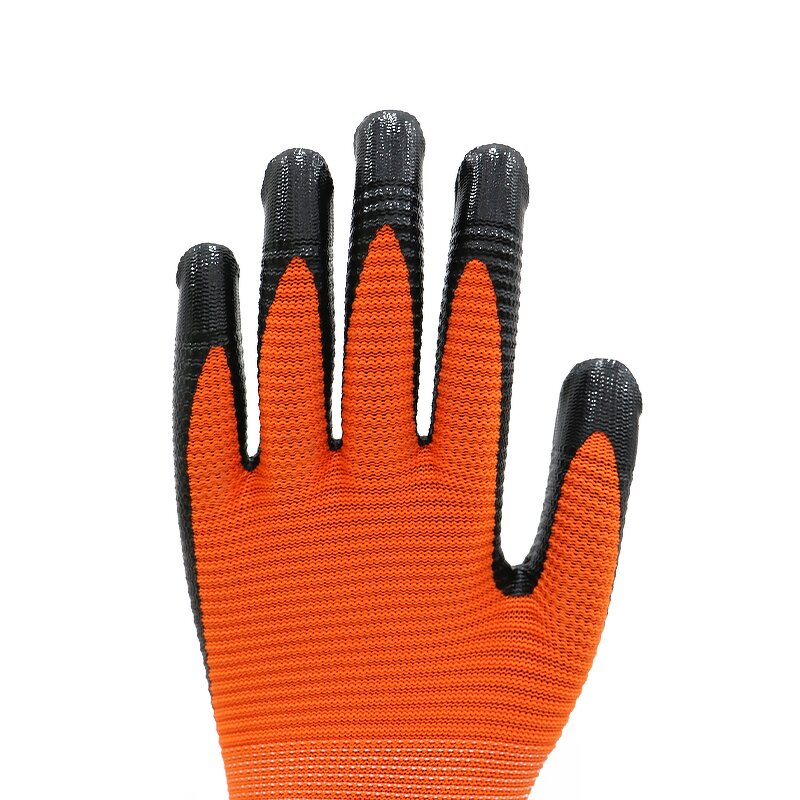 Zebra Nitrile Work Gloves Manufacturer - 13 Gauge Seamless Orange Polyester Liner U3 Guantes Safety Construction