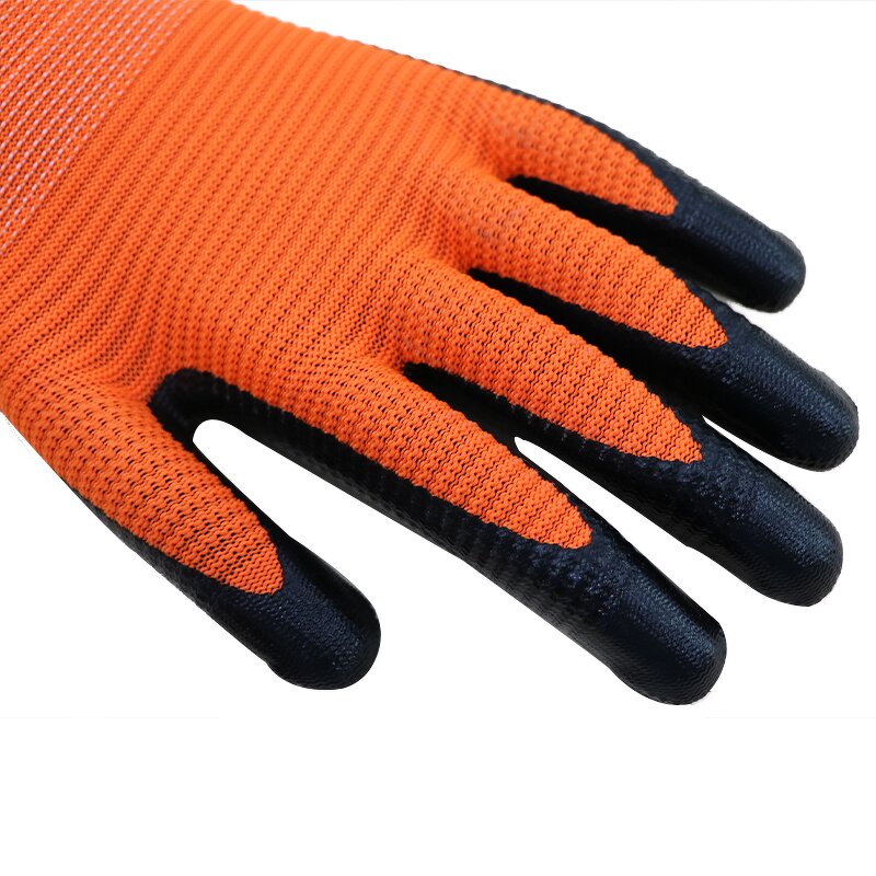 Zebra Nitrile Work Gloves Manufacturer - 13 Gauge Seamless Orange Polyester Liner U3 Guantes Safety Construction