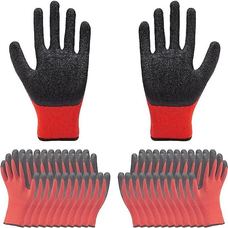 Polyester Assembly Safety Work Gloves Manufacturer - Industrial Good Grip Heavy Duty Construction Garden Protective Latex Coated