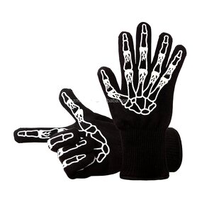 Extreme Heat Resistant Oven Gloves Manufacturer - 14'' Long with Skeleton Design Best 1472F Halloween Gift BBQ