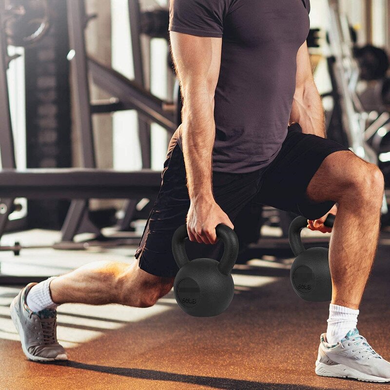 Cast Iron Kettlebell Manufacturer - High Quality Solid Finish Wide Handle Grip Weight Training for Home Workout Gym Fitness 6-20KG